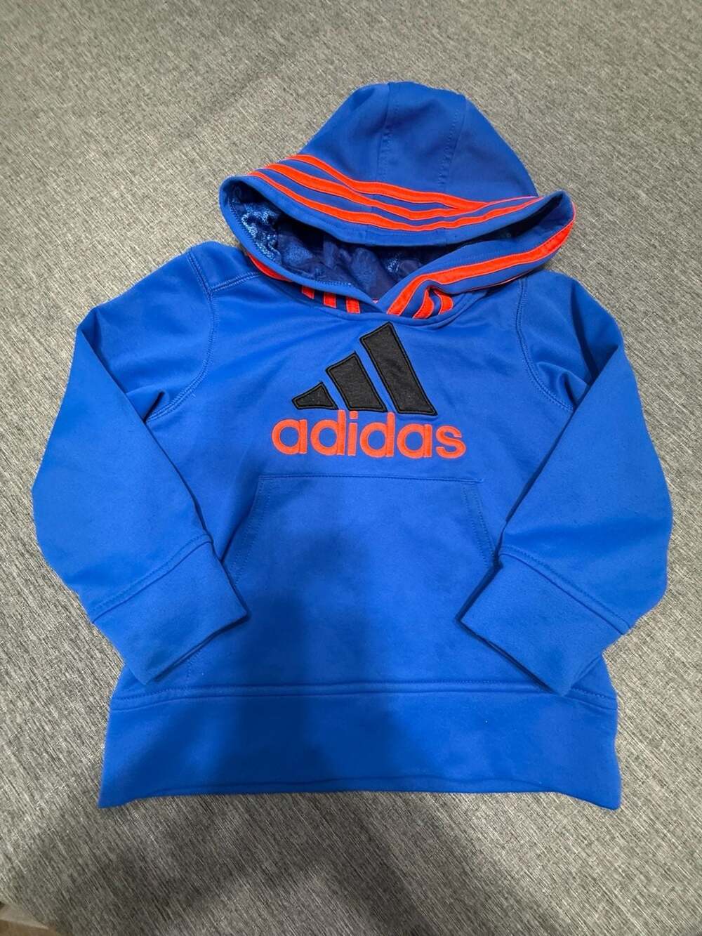 Adidas Boys Blue Red Logo Graphic Pullover Hoodie Size 3T